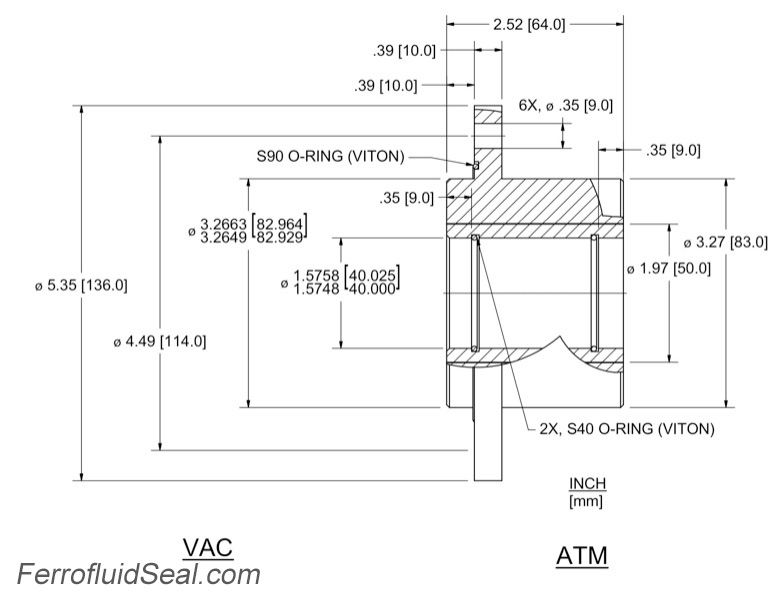 Ferrotec Feedthrough HFL-040-NN Ferrofluidic 133619