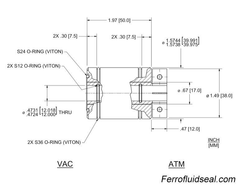 Ferrotec Feedthrough HTL-012-CN Ferrofluidic 133559
