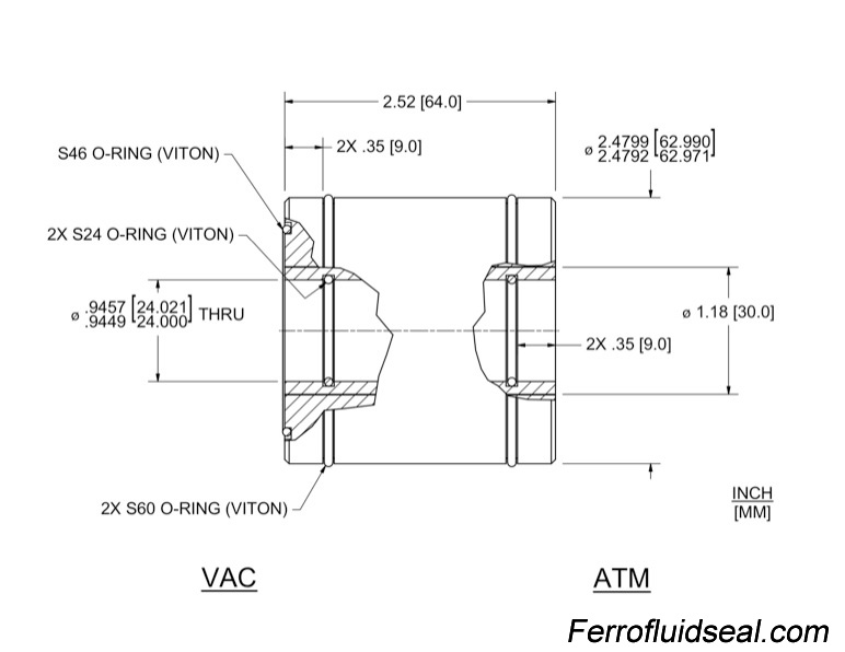 Ferrotec Feedthrough HTL-024-NN Ferrofluidic 133886