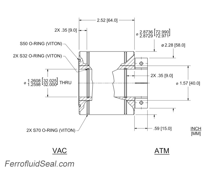Ferrotec Feedthrough HTL-032-CN Ferrofluidic 133561