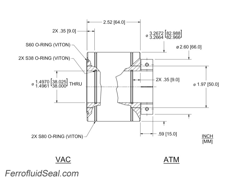 Ferrotec Feedthrough HTL-038-CN Ferrofluidic 133562