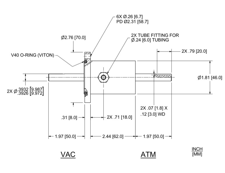 Ferrotec Feedthrough Model SFL-010-WN Ferrofluidic Part Number 133573